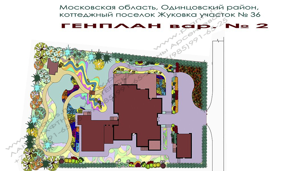 Дизайн участка 10 соток в поселке Жуковка XXI - ГЕНПЛАН вар 2